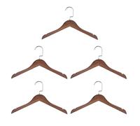 sourcing map 5pcs B10 Wooden Suit Hangers 380mm Length Non-Slip U-Notches Retro Coat Hanger with Stainless Steel Hook for Jacket Pants Shirt