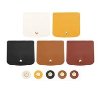 sourcing map 5PCS Bag Flip Cover, 5x4.8" Leather Bag Cover Sew on Tab Closure with Buckle for Backpack Craft, Purse Crossbody Conversion Kit, Black/Brown/Dark Brown/White/Yellow
