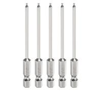 sourcing map 5pcs Ball End Hex Screwdriver Bit H1.5 (1.5mm) Head 1/4" Hex Shank 75mm (3") Long Magnetic S2 Steel Metric Screw Driver Drill Bit Wrench Socket Power Tool