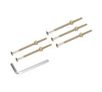sourcing map 5Pcs Bed Frame Bolts, M6x120mm Hex Socket Head Cap Screws Bolts with Barrel Nuts Hardware Replacement Kit & M4 Hex Wrench for Furniture, Beds, Chair