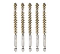 sourcing map 5Pcs Bore Brush Brass 9mm Dia Cleaning Twisted Bronze Wire Brush Tube Pipe Cleaner with Handle 1/4 Inch Hex Shank for Tubes, Ports, Bearings
