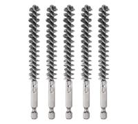 sourcing map 5Pcs Bore Brush Stainless Steel 11mm Dia Cleaning Twisted Wire Brush Tube Pipe Cleaner with Handle 1/4 Inch Hex Shank for Tubes, Ports, Bearings