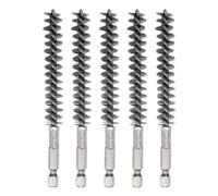 sourcing map 5Pcs Bore Brush Stainless Steel 12mm Dia Cleaning Twisted Wire Brush Tube Pipe Cleaner with Handle 1/4 Inch Hex Shank for Tubes, Ports, Bearings