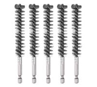 sourcing map 5Pcs Bore Brush Stainless Steel 14mm Dia Cleaning Twisted Wire Brush Tube Pipe Cleaner with Handle 1/4 Inch Hex Shank for Tubes, Ports, Bearings