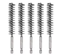 sourcing map 5Pcs Bore Brush Stainless Steel 16mm Dia Cleaning Twisted Wire Brush Tube Pipe Cleaner with Handle 1/4 Inch Hex Shank for Tubes, Ports, Bearings