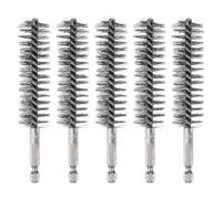 sourcing map 5Pcs Bore Brush Stainless Steel 22mm Dia Cleaning Twisted Wire Brush Tube Pipe Cleaner with Handle 1/4 Inch Hex Shank for Tubes, Ports, Bearings