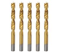 sourcing map 5pcs Brad Point Drill Bits 10mm(13/32") Dia HSS4241 Straight Round Shank Metric Brad Point Spiral Twist Drill Bits for Carpenter Woodworking Plastic Rubber, Golden