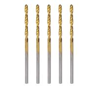 sourcing map 5pcs Brad Point Drill Bits 2mm(5/64") Dia HSS4241 Straight Round Shank Metric Brad Point Spiral Twist Drill Bits for Carpenter Woodworking Plastic Rubber, Golden