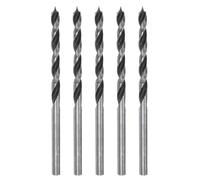 sourcing map 5pcs Brad Point Drill Bits 3mm (1/8'') Dia Straight Round Shank Metric Brad Point Spiral Twist Drill Bits for Softwood Hardwood Plywood Plastic Rubber, Silver Tone