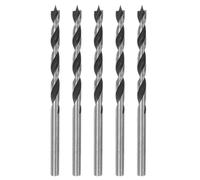 sourcing map 5pcs Brad Point Drill Bits 4mm (5/32'') Dia Straight Round Shank Metric Brad Point Spiral Twist Drill Bits for Softwood Hardwood Plywood Plastic Rubber, Silver Tone