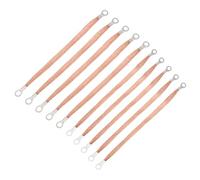 sourcing map 5Pcs Braided Ground Strap 10" x 0.4", 12" x 0.4" Copper Universal Automotive Flexible Bare Flat Ground Strap Connectors with Terminal Plugs for Most Car Vehicle