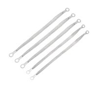 sourcing map 5Pcs Braided Ground Strap 10" x 0.4", 12" x 0.4" Tinned Copper Universal Automotive Flexible Bare Flat Ground Strap Connectors with Terminal Plugs for Most Car Vehicle
