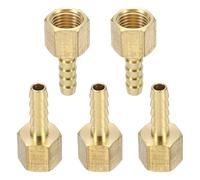 sourcing map 5pcs Brass Barbed Fitting 1/4" NPT Female to 1/4" Hose ID for Home Brew Pipe Fitting Direct Thread Connector Durable Construction