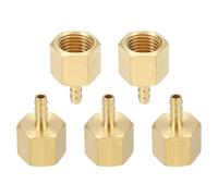 sourcing map 5pcs Brass Barbed Fitting 1/4" NPT Female to 1/8" Hose ID for Home Brew Pipe Fitting Direct Thread Connector Durable Construction
