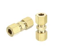 sourcing map 5Pcs Brass Compression Tube Fitting, 1/4" Tube OD x 1/4" Tube OD Connector Straight Coupling Adapter Union Fittings