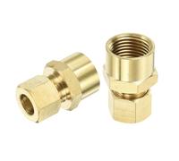 sourcing map 5Pcs Brass Compression Tube Fitting, 3/8" Tube OD x 3/8" NPT Female Connector Straight Coupling Adapter Union Fittings