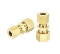 sourcing map 5Pcs Brass Compression Tube Fitting, 5/16" Tube OD x 1/4" Tube OD Connector Straight Coupling Adapter Union Fittings