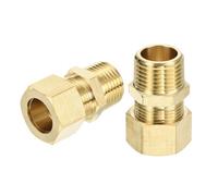 sourcing map 5Pcs Brass Compression Tube Fitting, 5/8" Tube OD x 1/2" NPT Male Connector Straight Coupling Adapter Union Fittings