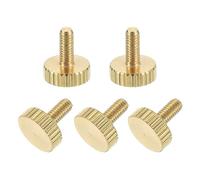 sourcing map 5Pcs Brass Knurled Thumb Screws, M3x6mm Flat Stripe Bolt Knob Fasteners Solid Brass Diamond Knurled Thumb Screws Knobs for Electronic, Mechanical