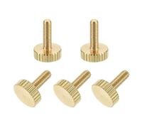 sourcing map 5Pcs Brass Knurled Thumb Screws, M3x8mm Flat Stripe Bolt Knob Fasteners Solid Brass Diamond Knurled Thumb Screws Knobs for Electronic, Mechanical