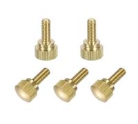 sourcing map 5Pcs Brass Knurled Thumb Screws, M4x10mm Shoulder Bolts Stepped Grip Knobs Fasteners Solid Brass Diamond Knurled Thumb Screws Knobs for Electronic, Mechanical