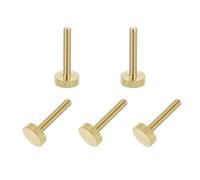 sourcing map 5Pcs Brass Knurled Thumb Screws, M4x25mm Flat Stripe Bolt Knob Fasteners Solid Brass Diamond Knurled Thumb Screws Knobs for Electronic, Mechanical