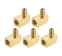 sourcing map 5Pcs Brass Pipe Fitting 90 Degree Barstock Street Elbow M6 Male x M8 Female Pipe Connector for Gas, Air, Oil, Propane