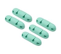 sourcing map 5pcs Cable Clips Cord Organizer for Desk, 4 Slots Silicone Adhesive Cord Holders Organizer Cable Management for USB Charging Cable, Green