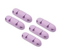 sourcing map 5pcs Cable Clips Cord Organizer for Desk, 4 Slots Silicone Adhesive Cord Holders Organizer Cable Management for USB Charging Cable, Purple
