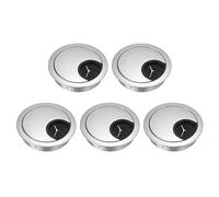 sourcing map 5Pcs Cable Hole Cover 2-1/8 Inch Zinc Alloy Desk Cable Wire Cord Grommet Hole Cover for Office Computer Desk Wire Organizer, Bright Silver
