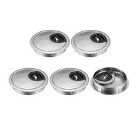 sourcing map 5Pcs Cable Hole Cover 2-3/8 Inch Zinc Alloy Desk Cable Wire Cord Grommet Hole Cover for Office Computer Desk Wire Organizer, Silver Tone