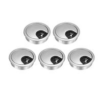 sourcing map 5Pcs Cable Hole Cover 2 Inch Zinc Alloy Desk Cable Wire Cord Grommet Hole Cover for Office Computer Desk Wire Organizer, Bright Silver