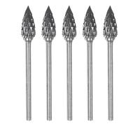 sourcing map 5pcs Carbide Rotary Burrs 3/32" (2.35mm) Shank 1/4" (6mm) Head Double Cut Pointed G Shape Die Grinder Bits Rasp Files for Metal Wood Plastic Polishing Engraving