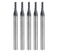 sourcing map 5pcs Carbide Square End Mills, 1/16" Dia AlTiN BN Coated 4 Flutes Milling Bit Cutter, for Hardened Steel Cast iron Alloy Metal, 1/8" Shank 3/16" Cut Length 1-1/2" Long HRC50