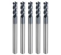 sourcing map 5pcs Carbide Square End Mills, 1/8" Dia AlTiN BN Coated 4 Flutes Milling Bit Cutter, for Hardened Steel Cast iron Alloy Metal, 1/8" Shank 3/8" Cut Length 1-1/2" Long HRC50
