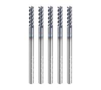 sourcing map 5pcs Carbide Square Nose End Mill Bit 3/32" Cut Dia 4 Flutes TiAlN Coated Milling Cutter for Hardened Steel Metal (3/32" Shank 5/16" Cut Length 1-1/2" Long 45 Degree HRC53-55)