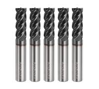 sourcing map 5pcs Carbide Square Nose End Mill Bit 3/8" Cut Dia 4 Flutes TiAlN Coated Milling Cutter for Hardened Steel Metal (3/8" Shank 1" Cut Length 2-1/2" Long 30 Degree HRC53-55)