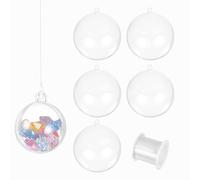 sourcing map 5pcs Clear Plastic Fillable Ornaments, 100mm/4" Clear Acrylic Ornaments Hanging Balls with 164ft Wire DIY Christmas Ornament Decoration for Party Wedding Home Decor