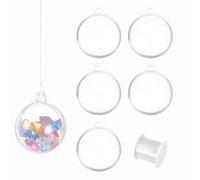 sourcing map 5pcs Clear Plastic Fillable Ornaments, 70mm/2.8" Clear Acrylic Ornaments Hanging Balls with 164ft Wire DIY Christmas Ornament Decoration for Party Wedding Home Decor