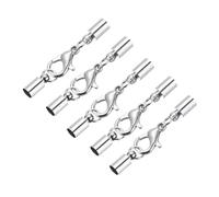 sourcing map 5Pcs Cord End Cap 3.5mm ID Silver Copper Column Barrel End Caps for DIY Bracelets Necklaces Tassels Leather Cord
