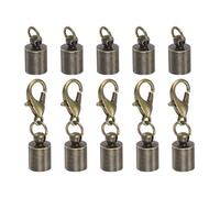 sourcing map 5pcs Cord End Cap 4.5mm ID Lobster Claw Clasp End Caps for DIY Bracelets Necklaces, Bronze