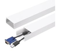 sourcing map 5pcs Cord Hider Wall 15inx1.57inx0.8in (LxWxH) PVC Cable Cover Self Adhesive Wire Hider Wall Mounted TV Cable Raceway for Cables Management (75in Total Length),White