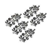 sourcing map 5Pcs Crystal Rhinestone Applique, Glitter Rhinestone Iron on Patches Hot Fix or Sew on Sewing Appliques for Bridal Clothes Belt Bags Decoration (1.6 x 3.1 Inch, Black)