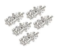 sourcing map 5Pcs Crystal Rhinestone Applique, Glitter Rhinestone Iron on Patches Hot Fix or Sew on Sewing Appliques for Bridal Clothes Belt Bags Decoration (1.6 x 3.1 Inch, Silver)
