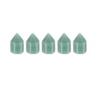 sourcing map 5Pcs Crystals Wands, Green Aventurine Natural Hexagonal Crystal for Chakra Meditation Wire Wrapping Home Decor Bulk Rough Stone Collection, 15 x 25mm (Green)