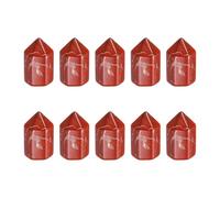 sourcing map 5Pcs Crystals Wands, Red Stone Natural Hexagonal Crystal for Chakra Meditation Wire Wrapping Home Decor Bulk Rough Stone Collection, 15 x 25mm (Deep Red)