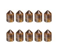 sourcing map 5Pcs Crystals Wands, Tiger's Eye Natural Hexagonal Crystal for Chakra Meditation Wire Wrapping Home Decor Bulk Rough Stone Collection, 15 x 25mm
