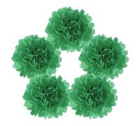 Sourcing Map 5Pcs Dark Green Paper Pom Poms, 6 Inch Paper Flowers for DIY Crafts, Birthdays, Weddings, Festivals & Parties