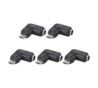 sourcing map 5pcs DC Power Connector 90 Degree Right Angle 5.5mm x 2.1mm Female to Micro USB Male Coupler Adapter Converter