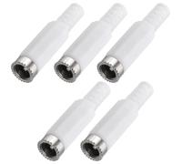 sourcing map 5pcs DC Power Female Adapter, 5.5mm x 2.1mm 1.5" DC Power Jack Plug Adapter Connector for DC Cable Adapter Replacement Repairing, White